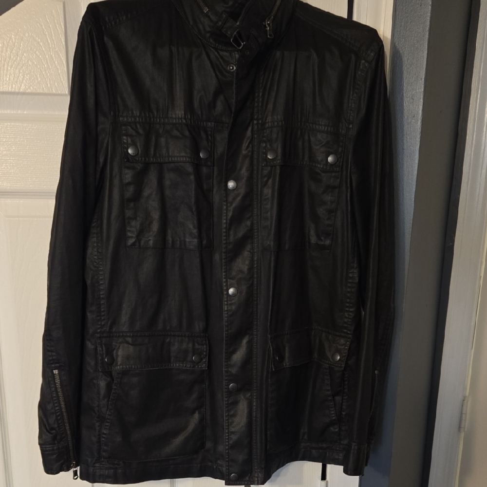 John Varvatos Black Military Field Jacket